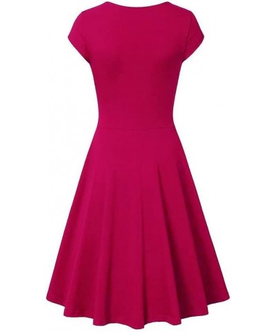 Women's V-Neck Skater Dress Fuchsia $17.04 Dresses