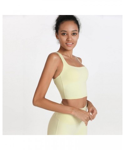 Strappy Yoga Sports Bras for Women Padded Criss-Cross Back Tank Tops Yellow $17.99 Lingerie