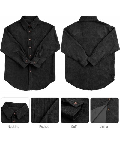 Womens Corduroy Shirt Oversized Button Down Blouse Long Sleeve Shacket Lapel Collar Shirts for Women 1-black $19.26 Blouses