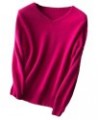 Womens Sweaters Casual Long Sleeve Cashmere V-Neck Sweaters Jumper Rose Red $33.04 Sweaters