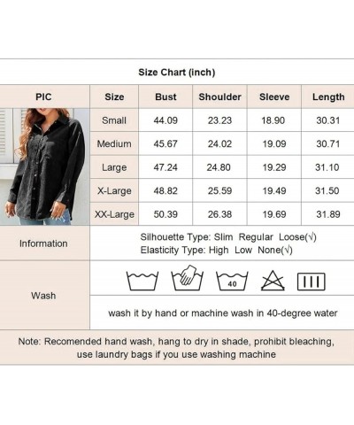 Womens Corduroy Shirt Oversized Button Down Blouse Long Sleeve Shacket Lapel Collar Shirts for Women 1-black $19.26 Blouses