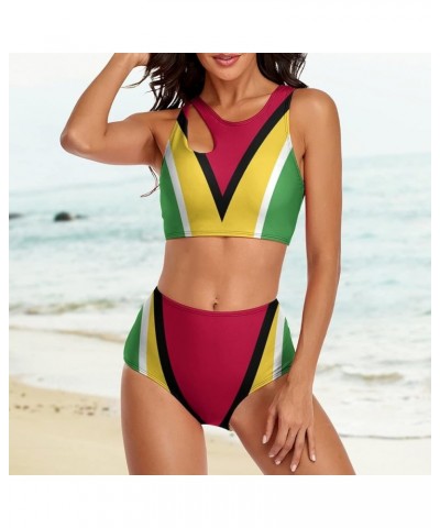 Bikini Guyana Flag Bathing Suit Women's Swimwear Split Skirt Suit Tummy Control Swimsuits XXL Small Style-14 $26.77 Swimsuits