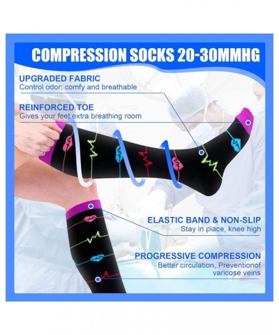 4 Pairs Compression Socks for Women & Men - Best Support for Medical, Circulation, Nurses, Running, Travel Black / Black / Bl...