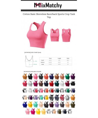 Women's Cotton Basic Sleeveless Racerback Sports Crop Tank Top Dark Burgundy $9.51 Activewear