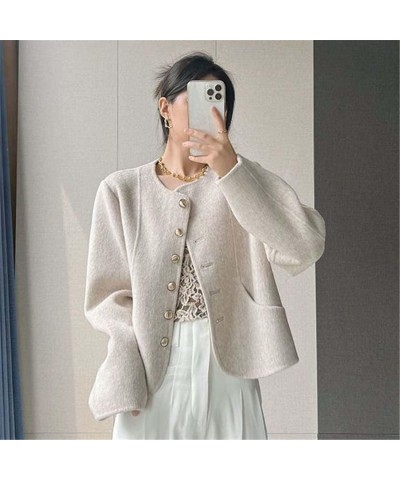 Korean Vintage Tweed Jackets Spring Women Short Coat Outwear Single Breasted Pink $49.92 Coats