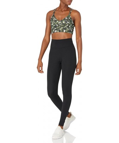 Women's Spectrum Strappy Longline Plunge Yoga Sports Bra Green/Pink, Camo Print $13.57 Lingerie