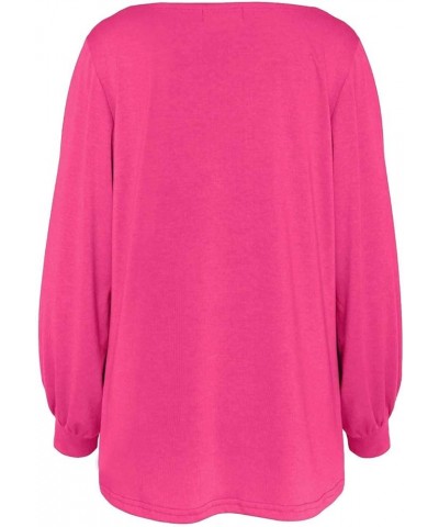 Womens Casual Bishop Sleeve Blouse Boat Neck T-Shirts Tunic Tops Pink $10.75 Tops