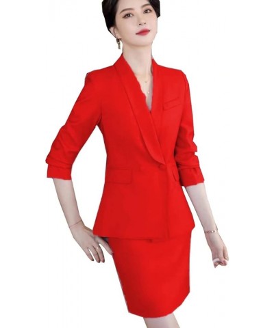 Women's 2 Piece's Slim Fit Suit Skirt Set for Office Lady Blazer & Skirt Yellow $35.35 Suits