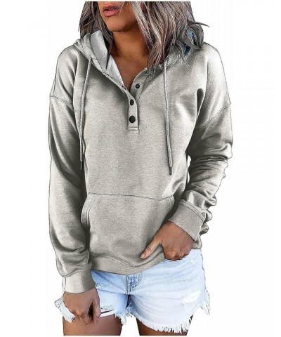 Womens Fashion Hoodie 2023 Button Collar Pullover Drawstring Hooded Sweatshirt Casual Long Sleeve Tops Fall Clothes $9.21 Hoo...