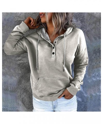 Womens Fashion Hoodie 2023 Button Collar Pullover Drawstring Hooded Sweatshirt Casual Long Sleeve Tops Fall Clothes $9.21 Hoo...