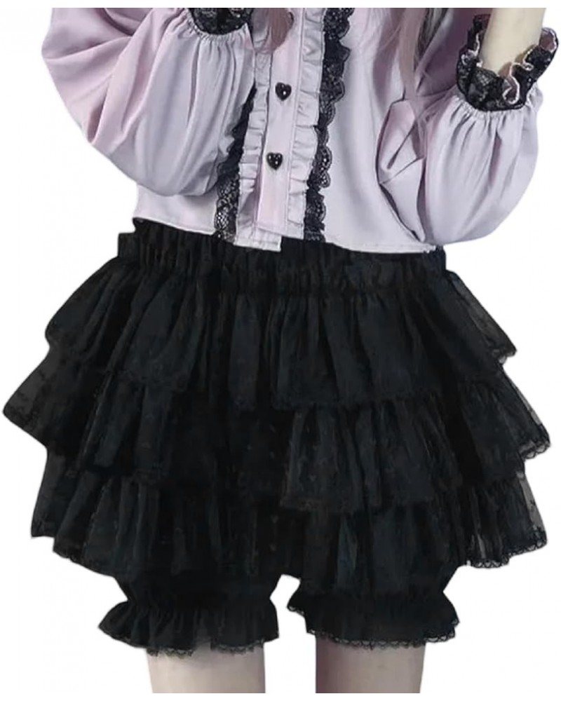 Women Kawaii Lace Mini Skirt Japanese Lolita Pleated A Line Skirt Layered Tiered Ruffle Short Skirt Harajuku Skirt Black2 $9....