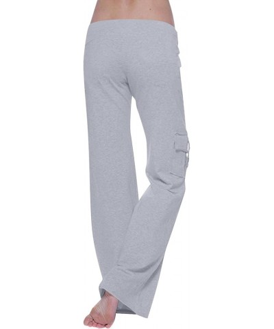 Women Bootcut Yoga Pants with Cargo Pockets Stretchy Palazzo Pant 2024 Long Wide Leg Trousers Workout Baggy Sweatpant B1-gray...