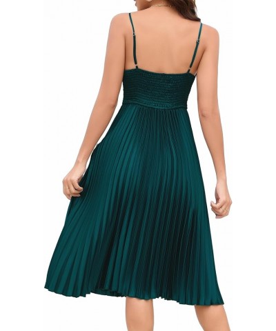 Womens V Neck Pleated Wedding Guest Dress Wrap Sleeveless Spaghetti Strap Flowy Backless Party Dresses Green $29.69 Dresses