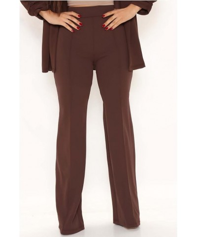 Women Stretchy Wide Leg Pants Slacks Casual Back Zipper High Waisted Straight Dress Long Pants Work Brown $21.59 Pants