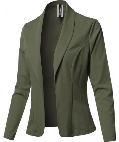 Women's Awesome 21 Solid Long Sleeve Open Front Office Blazer Jacket Aawcjl0072 Olive $15.67 Blazers