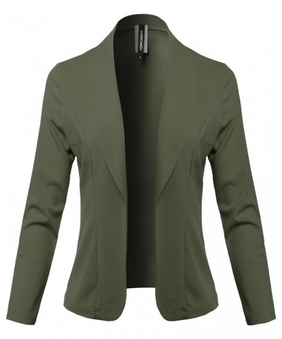 Women's Awesome 21 Solid Long Sleeve Open Front Office Blazer Jacket Aawcjl0072 Olive $15.67 Blazers