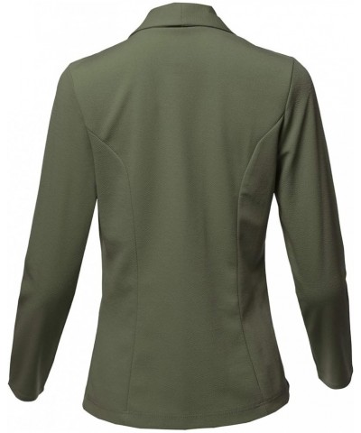 Women's Awesome 21 Solid Long Sleeve Open Front Office Blazer Jacket Aawcjl0072 Olive $15.67 Blazers