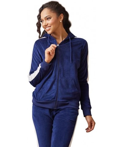 Velour Tracksuit Womens 2 Piece Outfits Sweatshirt Jogger Sweatpants Set Full Zip Hoodie Jogging Sweatsuit Navy-ljs203 $19.80...