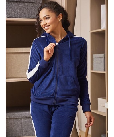 Velour Tracksuit Womens 2 Piece Outfits Sweatshirt Jogger Sweatpants Set Full Zip Hoodie Jogging Sweatsuit Navy-ljs203 $19.80...