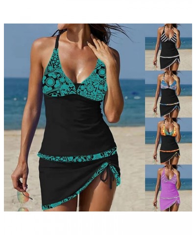 2023 Sexy Tankini Swimsuits with Skirt 2 Piece Swimwear Color Block Bathing Suits Women Tummy Control Swimming Suits Summer B...