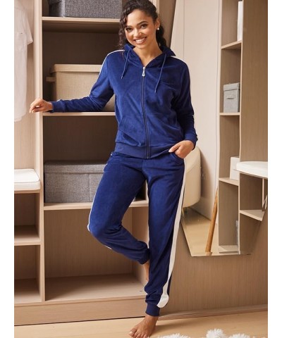 Velour Tracksuit Womens 2 Piece Outfits Sweatshirt Jogger Sweatpants Set Full Zip Hoodie Jogging Sweatsuit Navy-ljs203 $19.80...