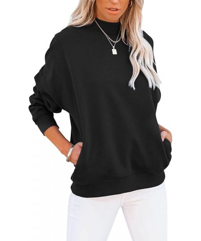 Women's Casual Long sleeves Sweatshirt Tops Basic Loose Fit Mock Turtleneck Lightweight Tunic Pullover With Pocket 1black $15...