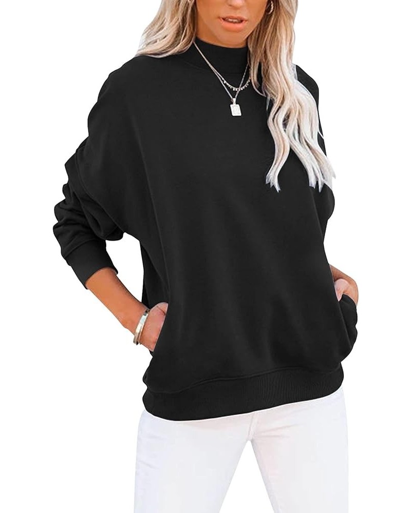 Women's Casual Long sleeves Sweatshirt Tops Basic Loose Fit Mock Turtleneck Lightweight Tunic Pullover With Pocket 1black $15...