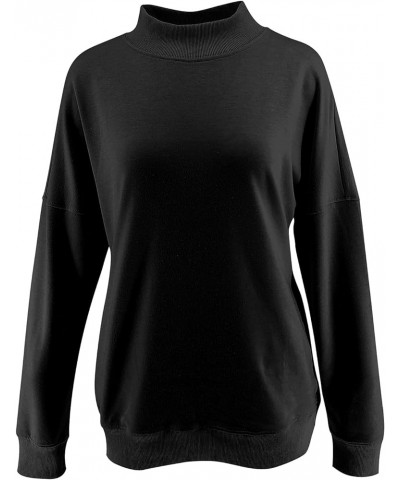 Women's Casual Long sleeves Sweatshirt Tops Basic Loose Fit Mock Turtleneck Lightweight Tunic Pullover With Pocket 1black $15...