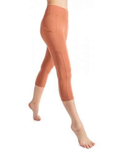 Women's High Waisted Buttery Super Soft Capri Length Activewear Leggings with Side Pockets (S-3X) Desert Sun $9.98 Activewear