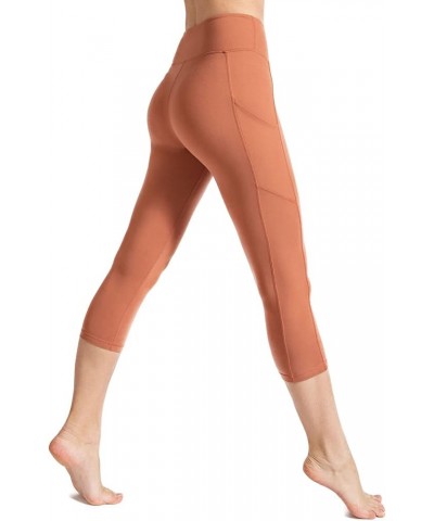 Women's High Waisted Buttery Super Soft Capri Length Activewear Leggings with Side Pockets (S-3X) Desert Sun $9.98 Activewear