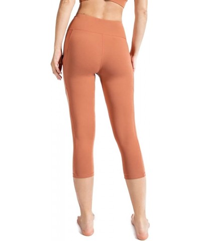 Women's High Waisted Buttery Super Soft Capri Length Activewear Leggings with Side Pockets (S-3X) Desert Sun $9.98 Activewear