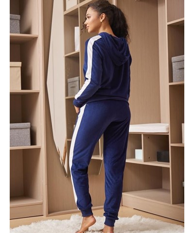 Velour Tracksuit Womens 2 Piece Outfits Sweatshirt Jogger Sweatpants Set Full Zip Hoodie Jogging Sweatsuit Navy-ljs203 $19.80...