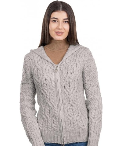 100% Merino Wool Ladies Hooded Zipped Cardigan Sweater Grey $40.39 Sweaters