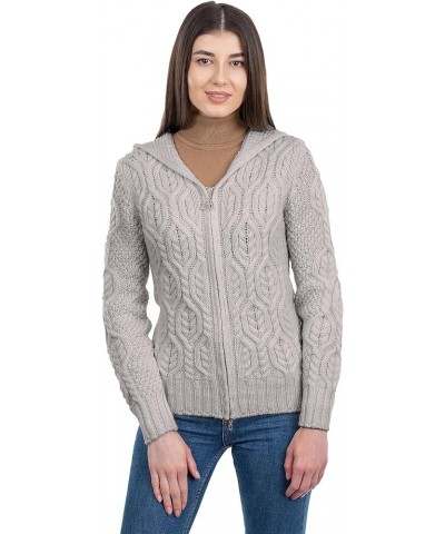 100% Merino Wool Ladies Hooded Zipped Cardigan Sweater Grey $40.39 Sweaters