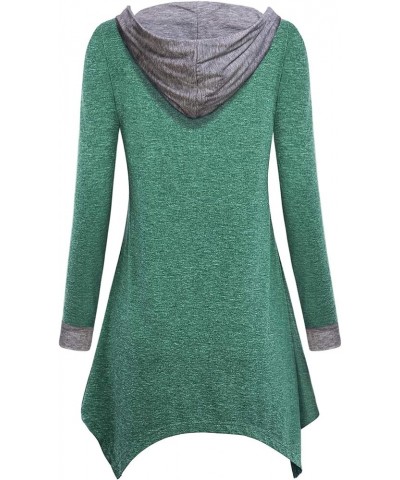 Womens Cowl Neck Uneven Hem Hoody Tunic Casual Sweatshirts with Pockets Green $17.00 Tops