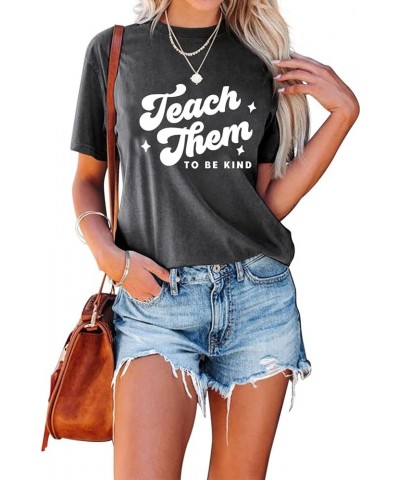 Womens Cute Made to Teach Shirt Teacher Life Gift T-Shirts Graphic Letter Print Tee Workout Short Sleeve Tops Z1-grey $9.68 A...