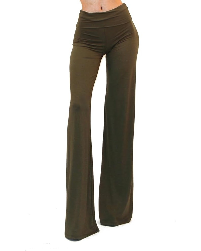 Women's USA Fold Over High Waist Wide Leg Long Palazzo Pants C23, Multi $14.97 Pants