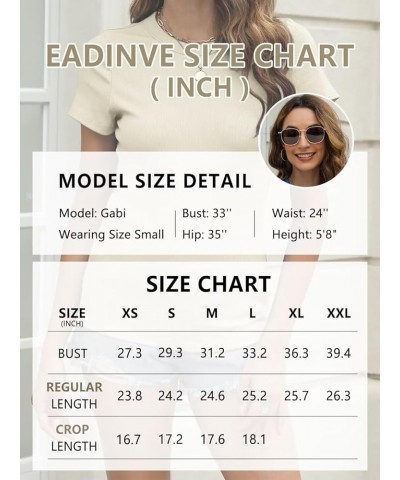 Women's Short Sleeve T Shirt Basic Crewneck Ribbed Knit Slim Fitted Crop Top/Tunic Top Crop Length 02 Black $13.24 T-Shirts