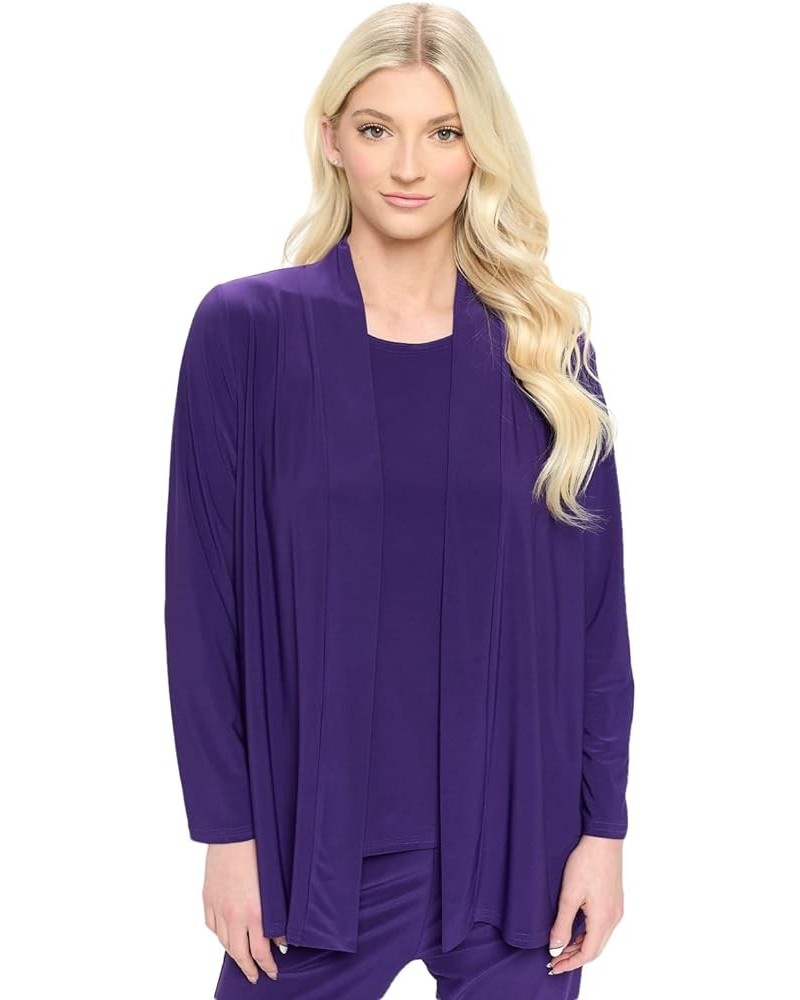 Women’s Drape Cardigan Sweater - Long Sleeve Open Front Lightweight Casual Jackets Purple $18.00 Sweaters