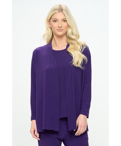 Women’s Drape Cardigan Sweater - Long Sleeve Open Front Lightweight Casual Jackets Purple $18.00 Sweaters