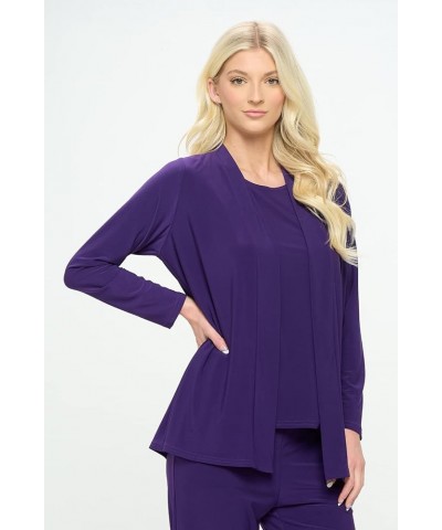 Women’s Drape Cardigan Sweater - Long Sleeve Open Front Lightweight Casual Jackets Purple $18.00 Sweaters