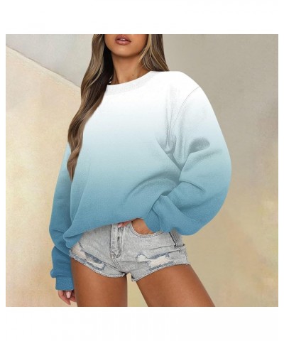 Womens Fall Fashion 2023 Casual Fashion Floral Print Round Neck Loose Long Sleeve Sweatshirt Top Light Blue $10.79 Hoodies & ...