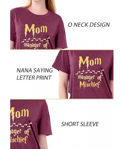 Women Funny Mom T Shirt Manager of Mischief Shirt Fantastic Mama Shirt Wizard Magic Mom Shirt Mothers Day Tee Tops Magenta Pu...