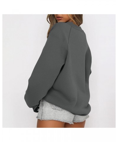 Women Crew Neck Sweatshirts Drop Shoulder Fleece Oversized Sweatshirt Long Sleeve Casual Loose Pullover Fall Sweater *A-light...