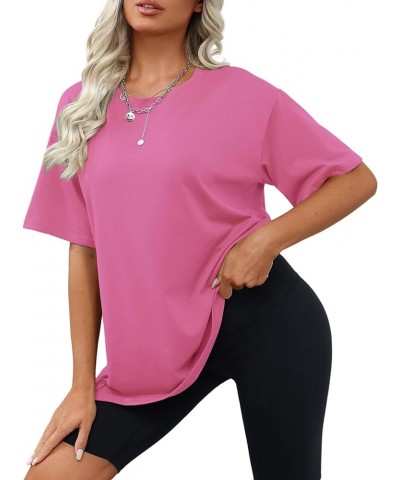 Womens Oversized Tshirts Shirts Short Sleeve Loose Fit Blouse Tops Summer Casual Basic Tees B Pink 2 $10.39 Activewear