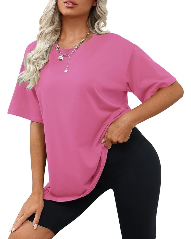 Womens Oversized Tshirts Shirts Short Sleeve Loose Fit Blouse Tops Summer Casual Basic Tees B Pink 2 $10.39 Activewear