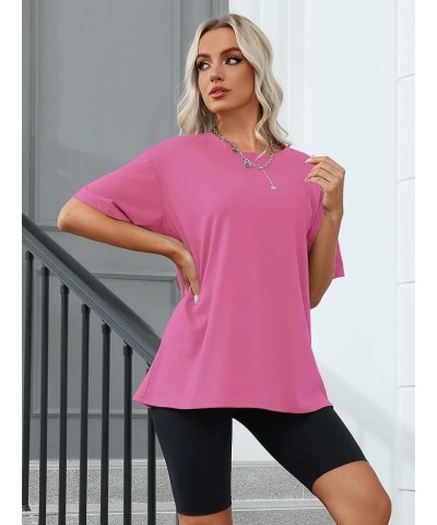 Womens Oversized Tshirts Shirts Short Sleeve Loose Fit Blouse Tops Summer Casual Basic Tees B Pink 2 $10.39 Activewear