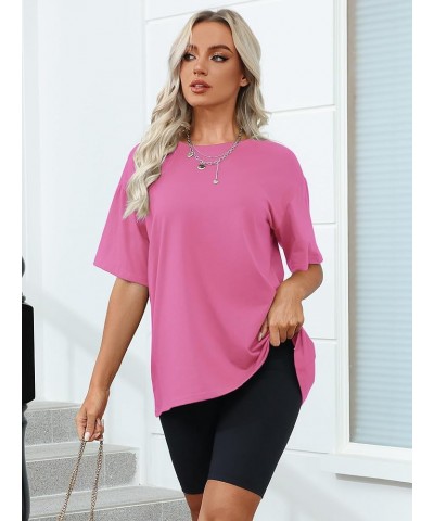 Womens Oversized Tshirts Shirts Short Sleeve Loose Fit Blouse Tops Summer Casual Basic Tees B Pink 2 $10.39 Activewear