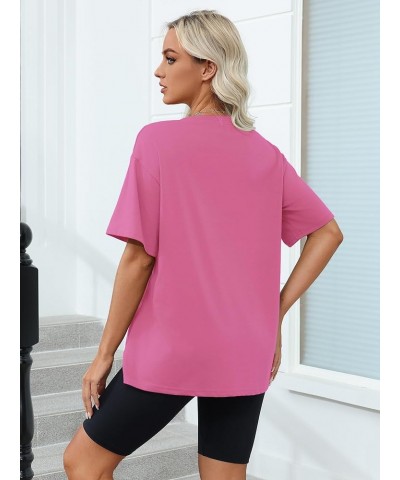 Womens Oversized Tshirts Shirts Short Sleeve Loose Fit Blouse Tops Summer Casual Basic Tees B Pink 2 $10.39 Activewear