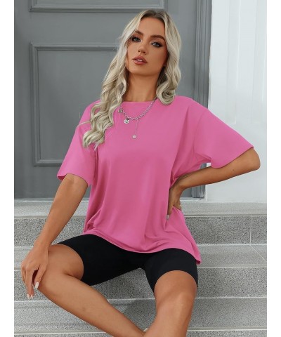 Womens Oversized Tshirts Shirts Short Sleeve Loose Fit Blouse Tops Summer Casual Basic Tees B Pink 2 $10.39 Activewear